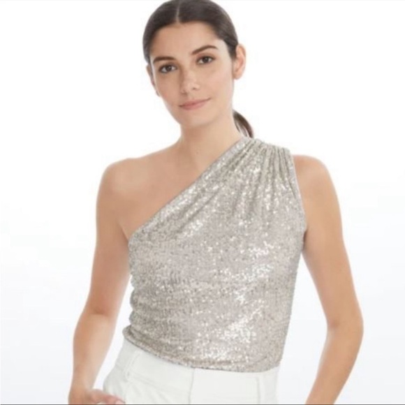 Generation Love Tops - Generation Love Tina Silver Sequin One Shoulder Top Sz XXS NWT
